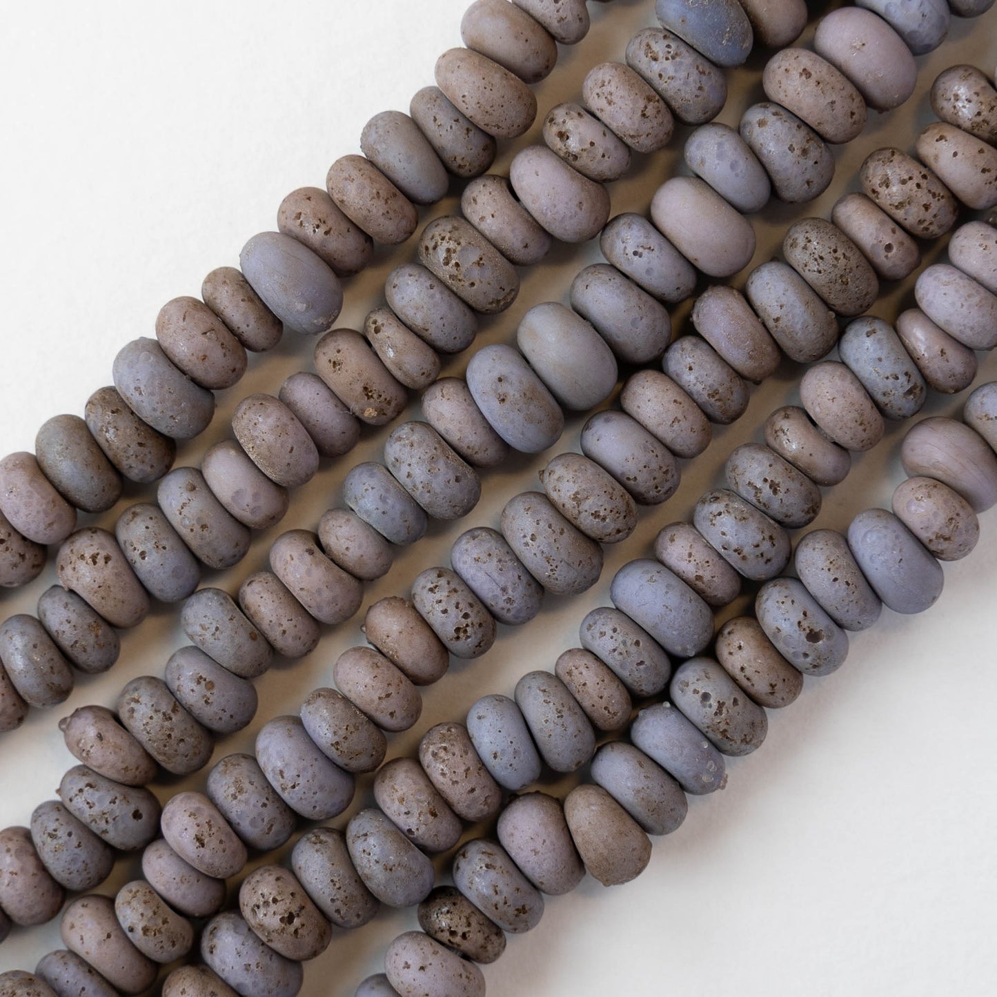 7x4mm Antique Java Donut Beads - Matte Purple - Whole or Half Strand