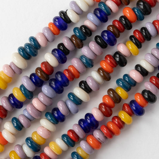 7x4mm Java Donut Beads - Color Mix - Whole or Half Strand