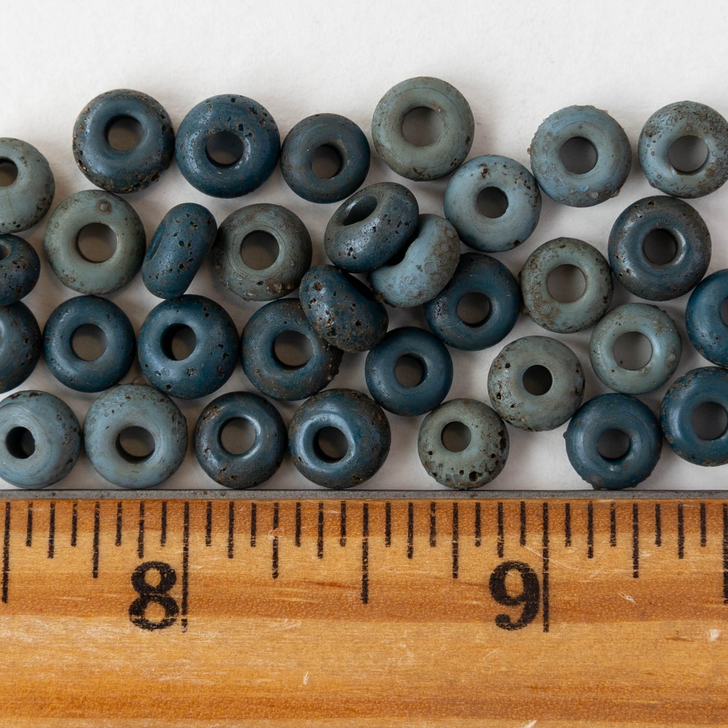 7x4mm Antique Java Donut Beads - Matte Teal - Whole or Half Strand