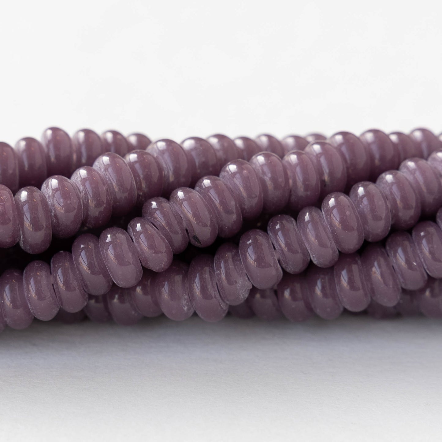 Java 42 Strand Glass Java Beads - Opaque Amethyst - Large Hole - 6 inch strand ~42 be ...
