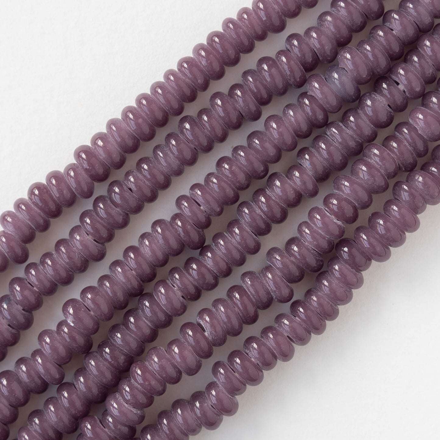 Glass Java Beads - Opaque Amethyst - Large Hole - 6 inch strand ~42 beads
