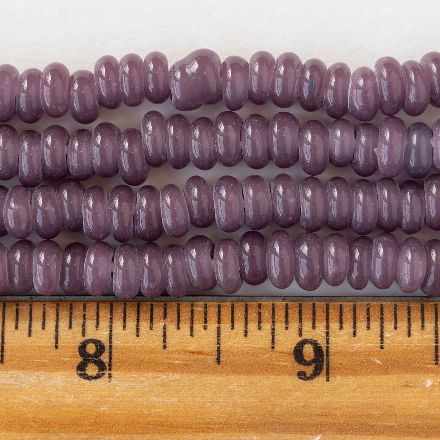 Java 42 Strand Glass Java Beads - Opaque Amethyst - Large Hole - 6 inch strand ~42 be ...