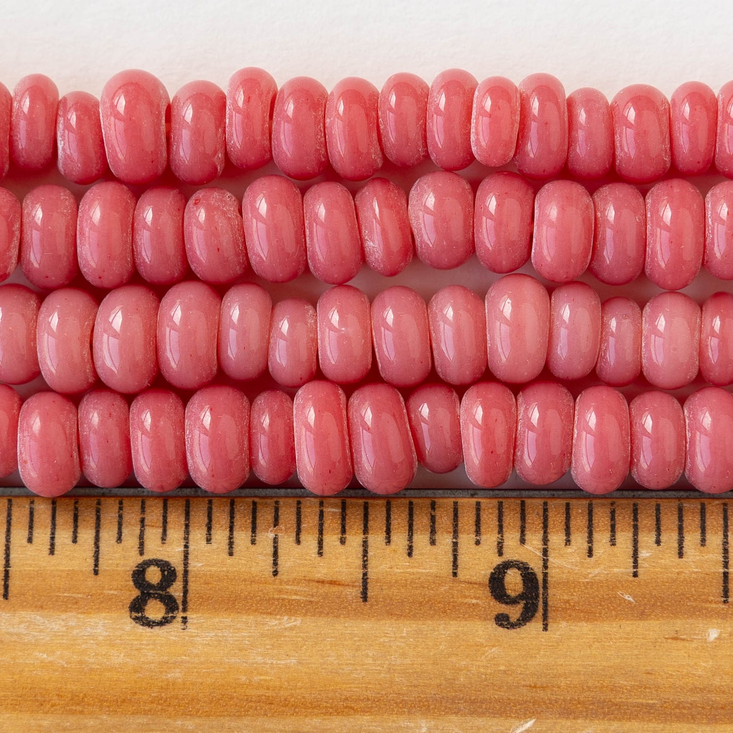 Glass Java Beads - Opaque Pink - Large Hole -  6 inch strand ~42 beads