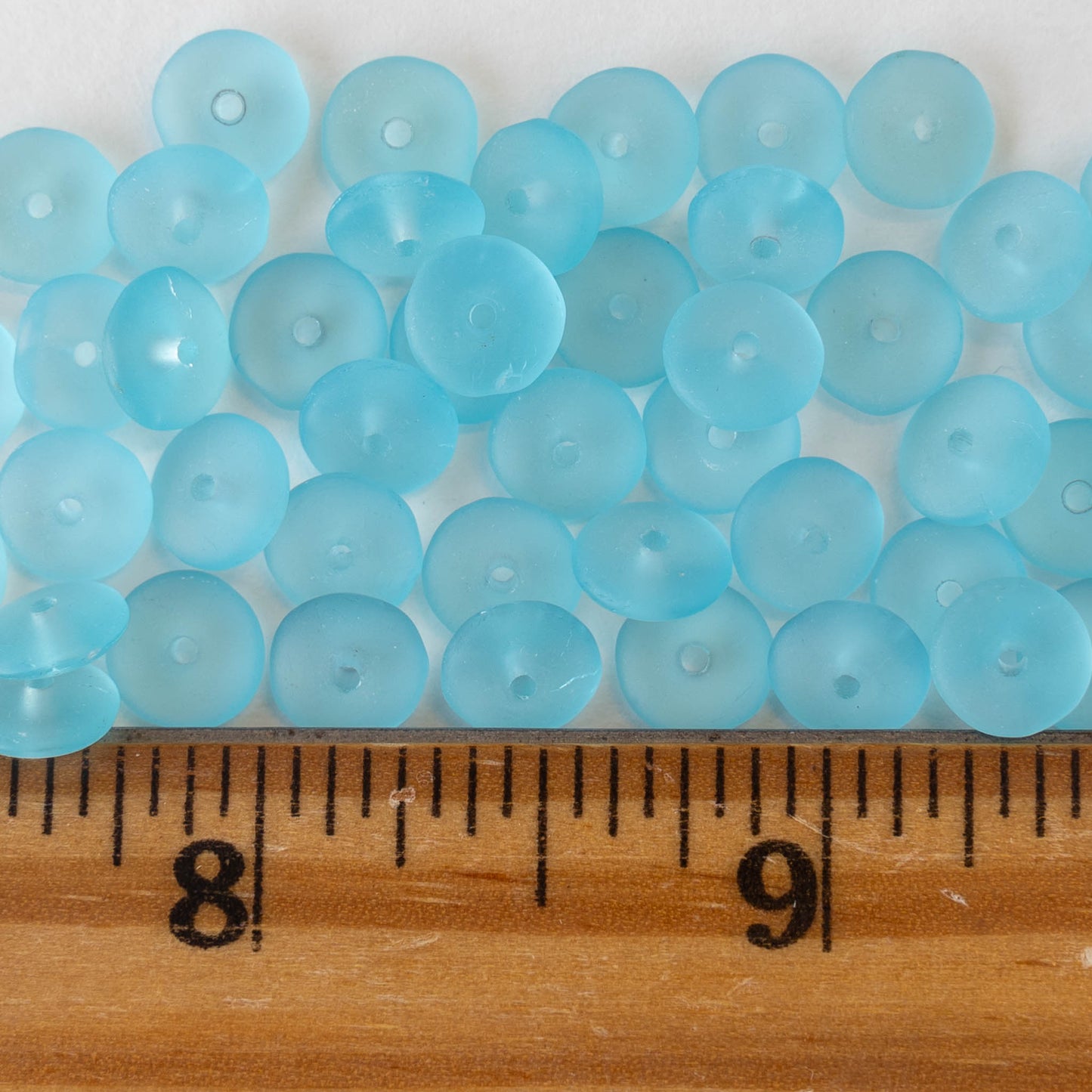 7mm Rondelle Beads - Lt Aqua Matte - 50 Beads