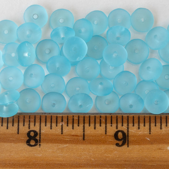 7mm Rondelle Beads - Lt Aqua Matte - 50 Beads