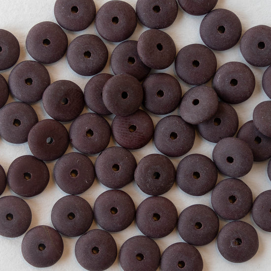 7mm Rondelle Beads - Chocolate Brown Matte - 100 or 50 Beads