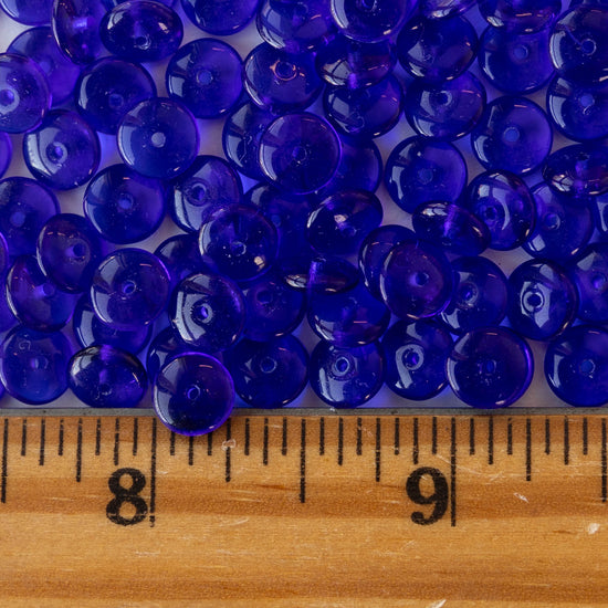 Load image into Gallery viewer, 7mm Rondelle Beads - Cobalt Blue - 100 Beads
