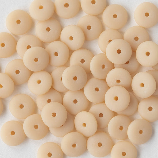 7mm Rondelle Beads - Ivory Matte - 50 Beads