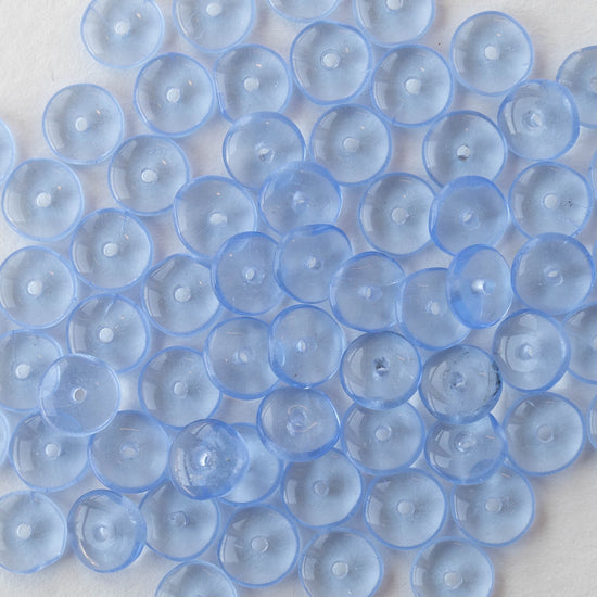 7mm Rondelle Beads - Lt Sapphire Blue -  50 Beads