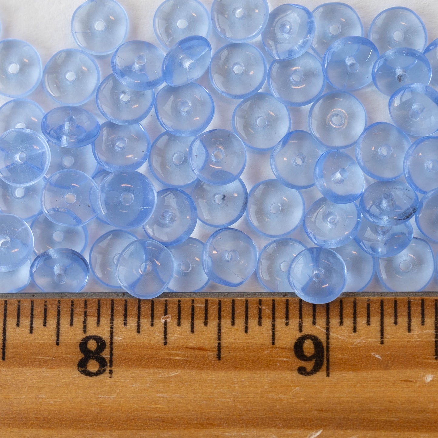 7mm Rondelle Beads - Lt Sapphire Blue -  50 Beads
