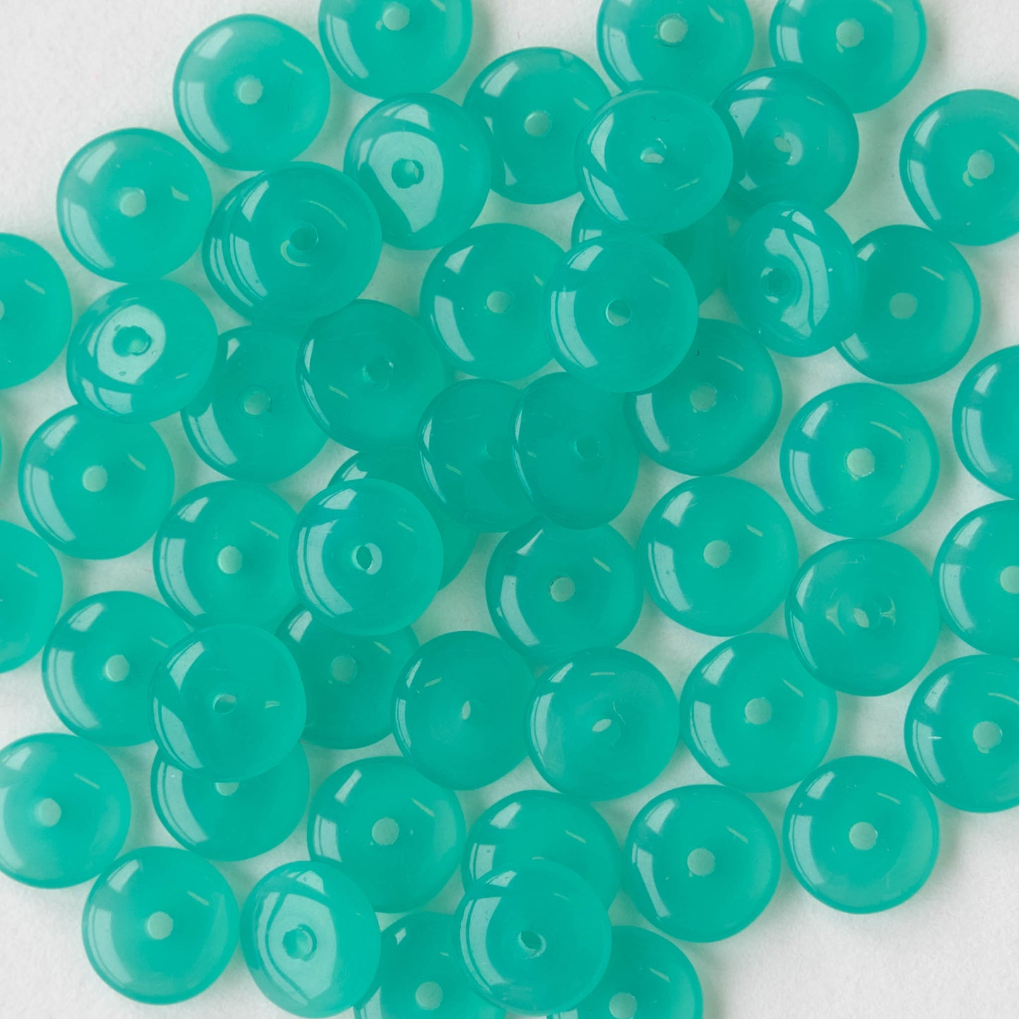 7mm Rondelle Beads - Seafoam Opaline - 50 Beads