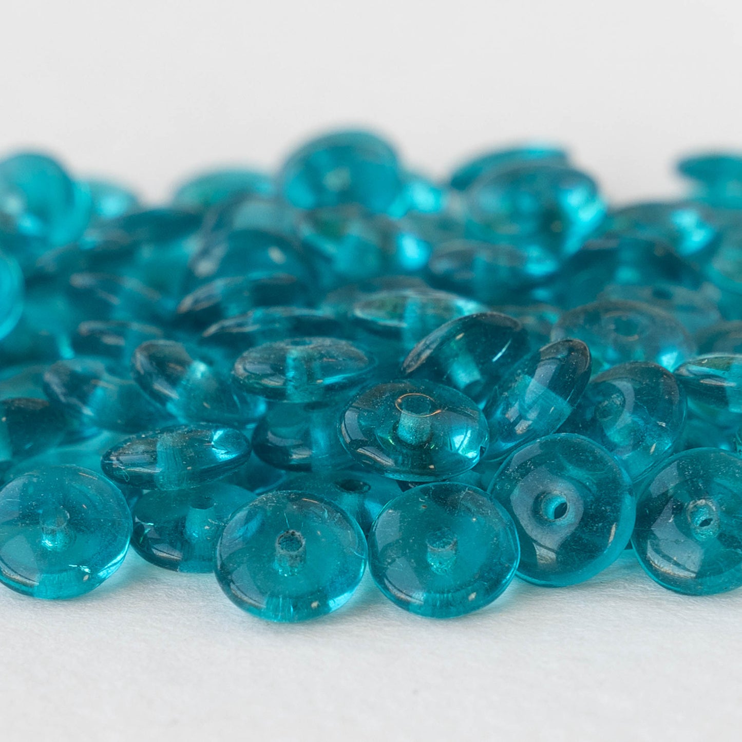 7mm Rondelle Beads - Teal - 100 Beads