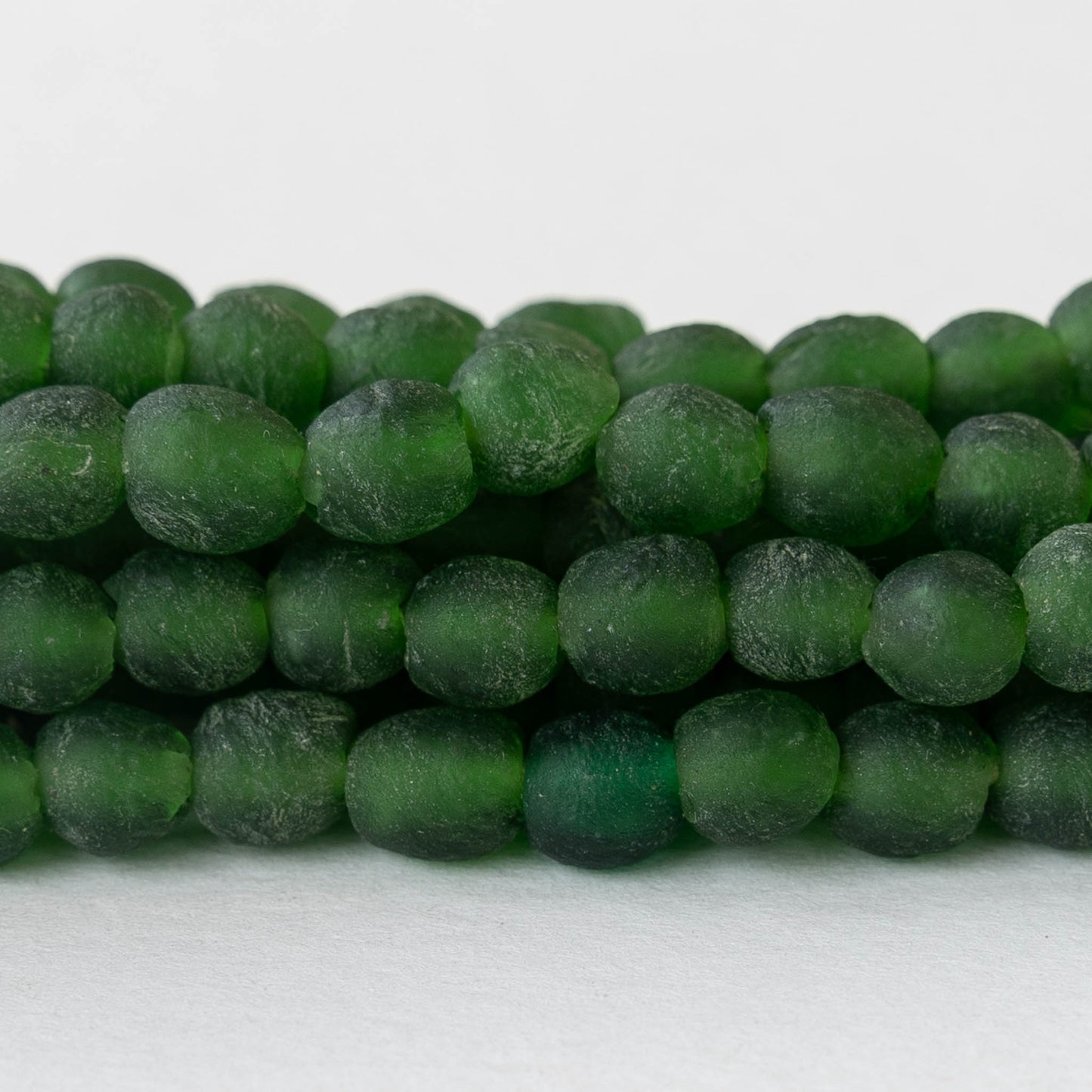 Round Ghana Glass Beads - 7mm - Green