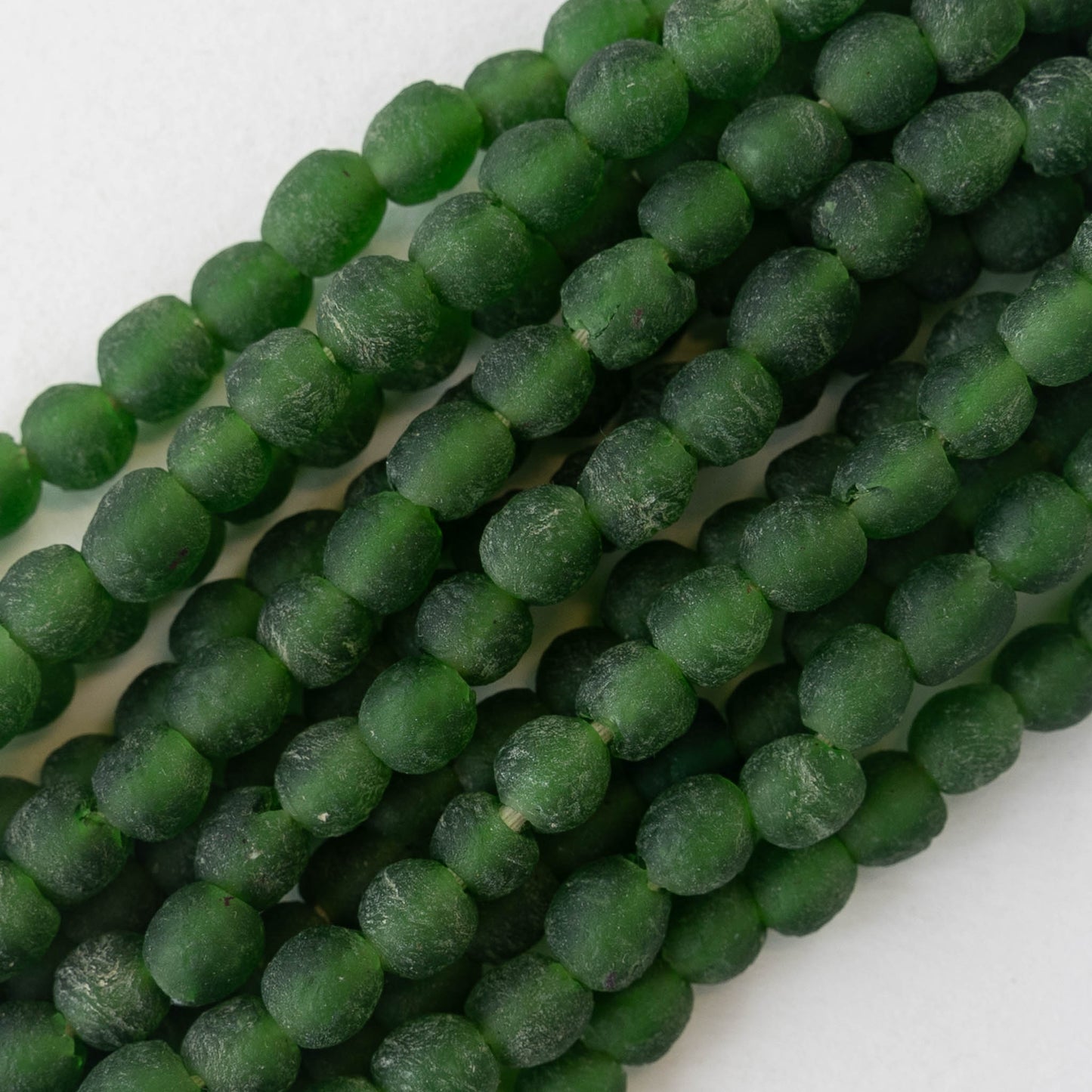 Round Ghana Glass Beads - 7mm - Green