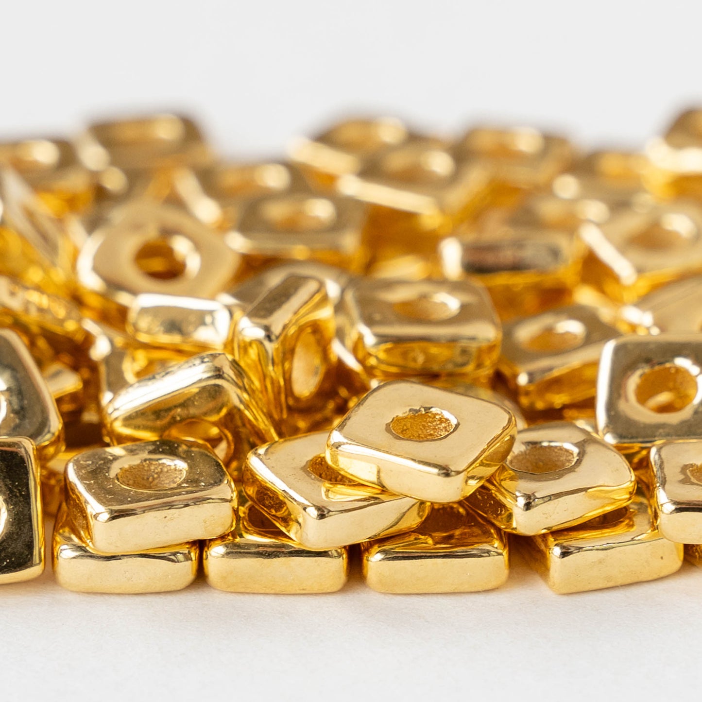 7mm 24K Gold Coated Ceramic Tile Beads - Gold - 10 or 30 Beads