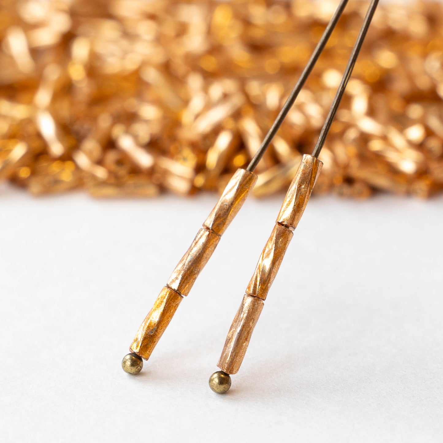 7mm Twisted Bugle Beads - Metallic Gold - 20 grams