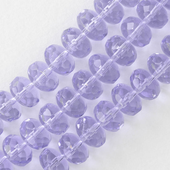 7x11mm Faceted Rondelle Beads - Transparent Lavender Alexandrite - 25 beads