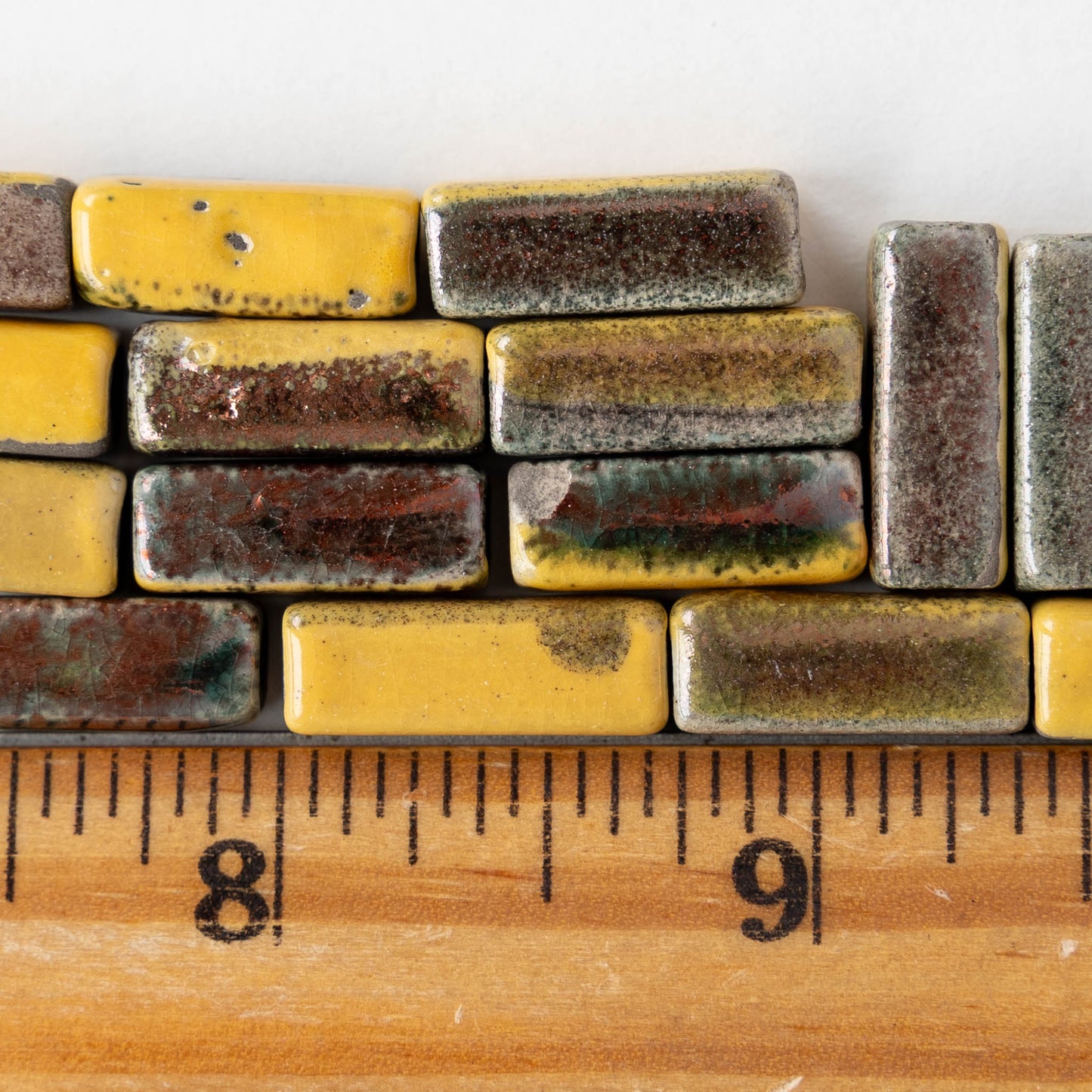 7x17mm Ceramic Rectangle Tube Beads - Bronze Ochre - 2 or 6 beads