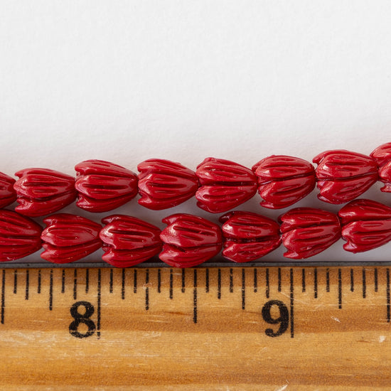 Load image into Gallery viewer, Tulip Flower - Resin Beads - Red - 20 beads
