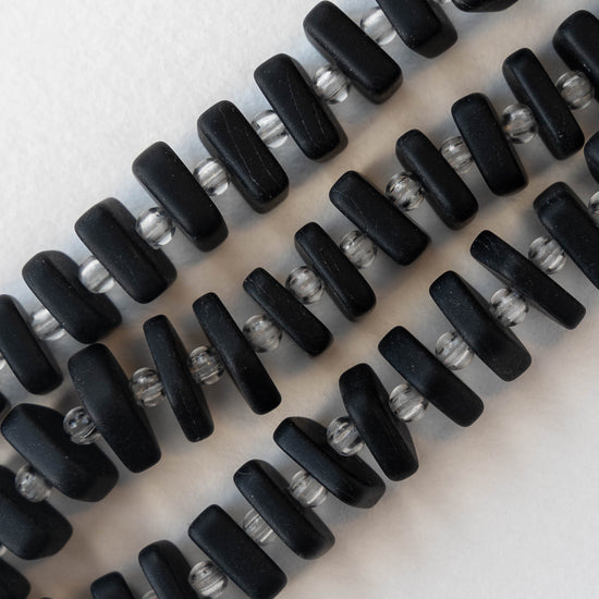 9mm Square Heishi Beads - Black - 25 Beads