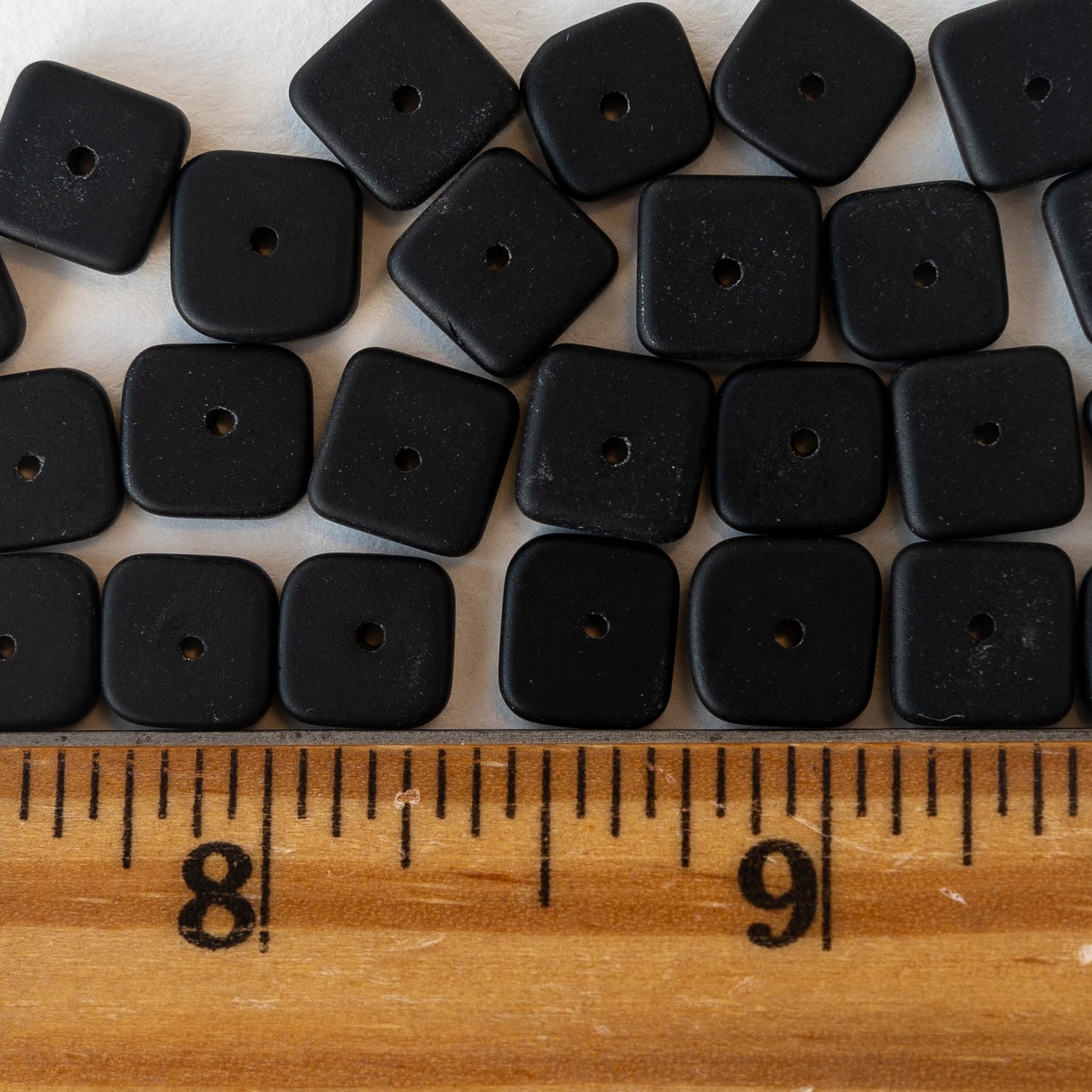 9mm Square Heishi Beads - Black - 25 Beads