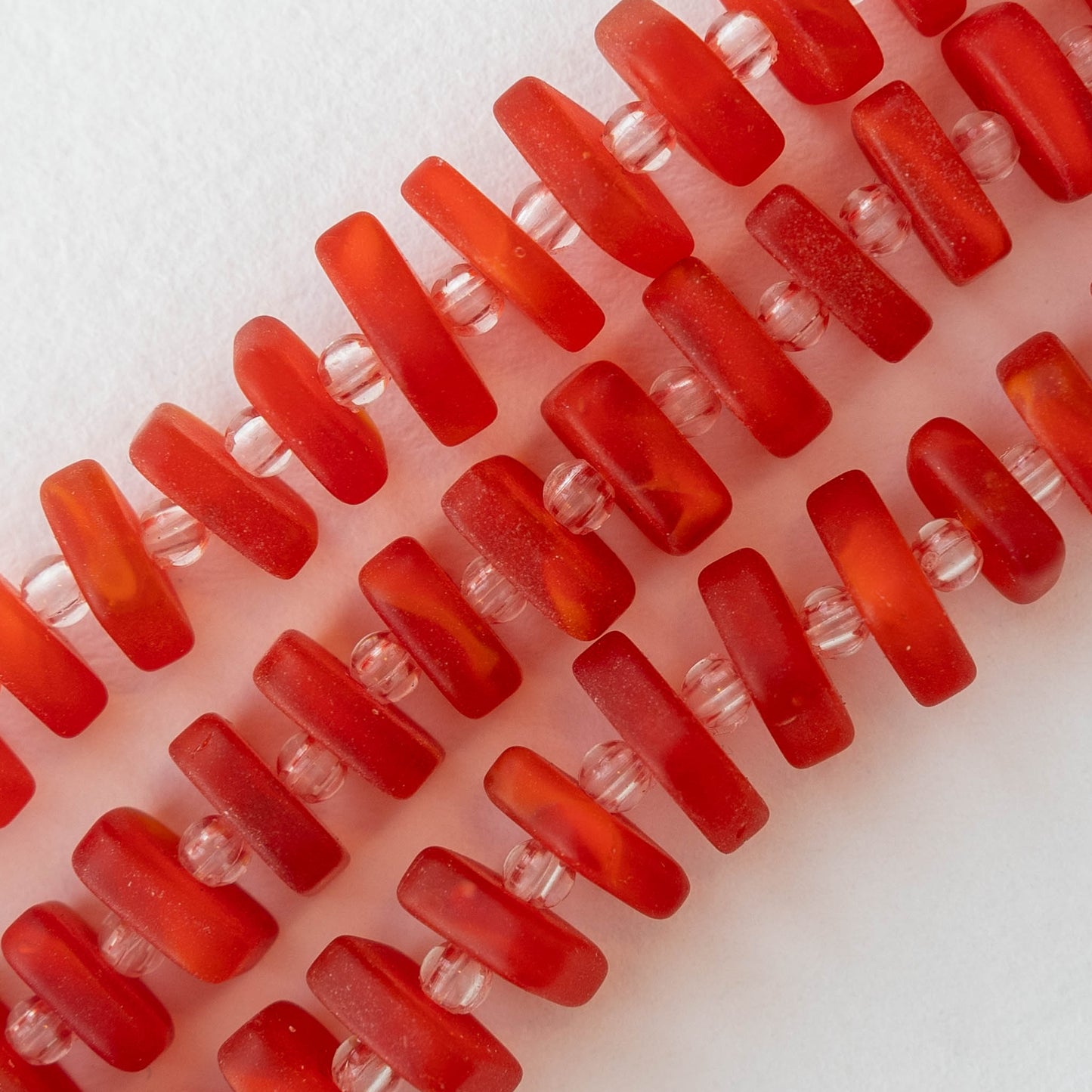 9mm Square Heishi Beads - Red - 25 Beads