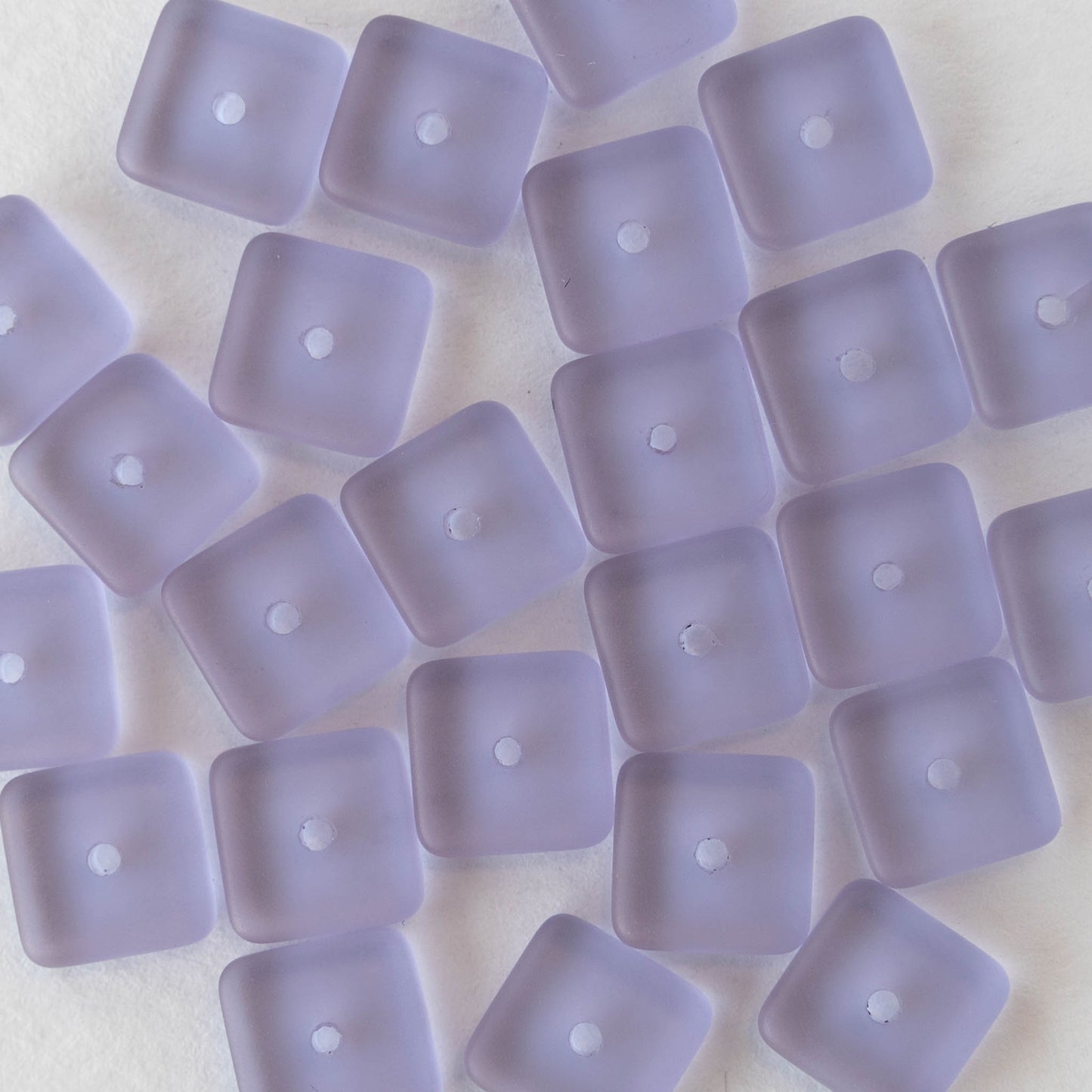 9mm Square Heishi Beads - Frosted Lavender - 25 Beads