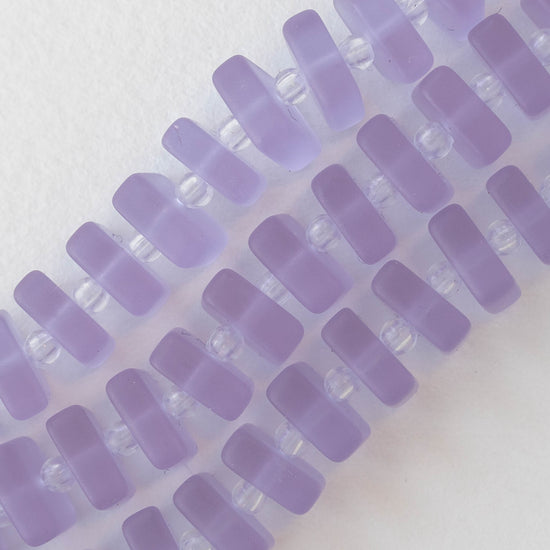9mm Square Heishi Beads - Frosted Lavender - 25 Beads