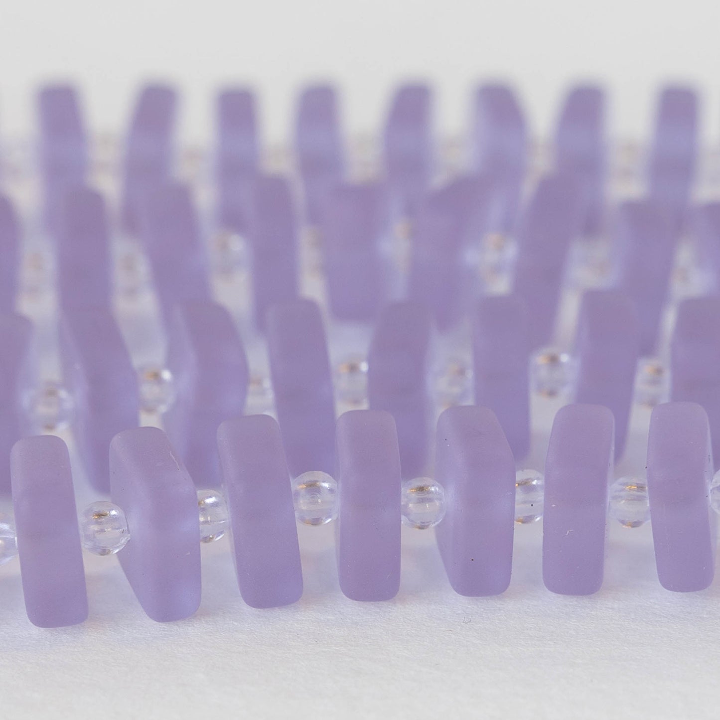 9mm Square Heishi Beads - Frosted Lavender - 25 Beads