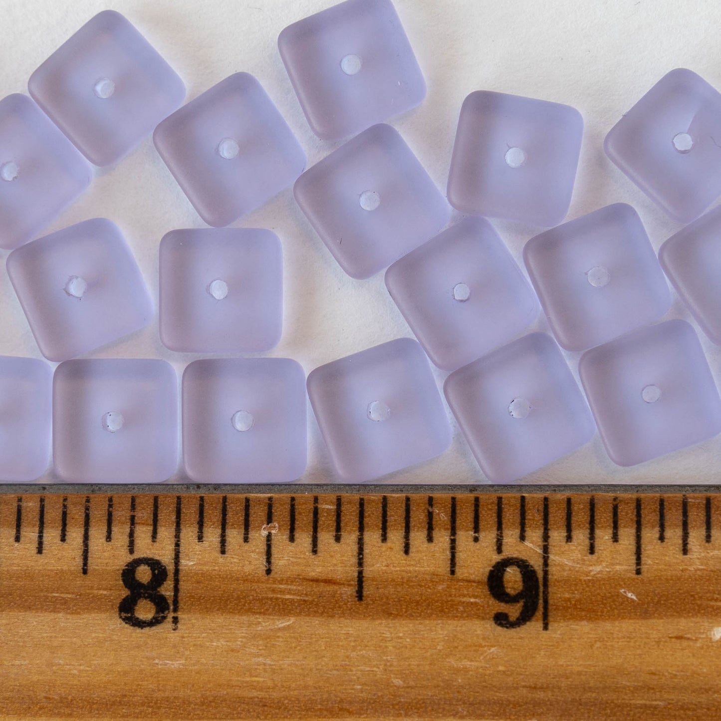 Load image into Gallery viewer, 9mm Square Heishi Beads - Frosted Lavender - 25 Beads
