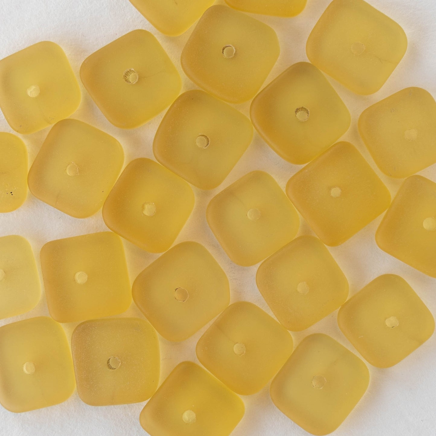 9mm Square Heishi Beads - Yellow - 25 Beads