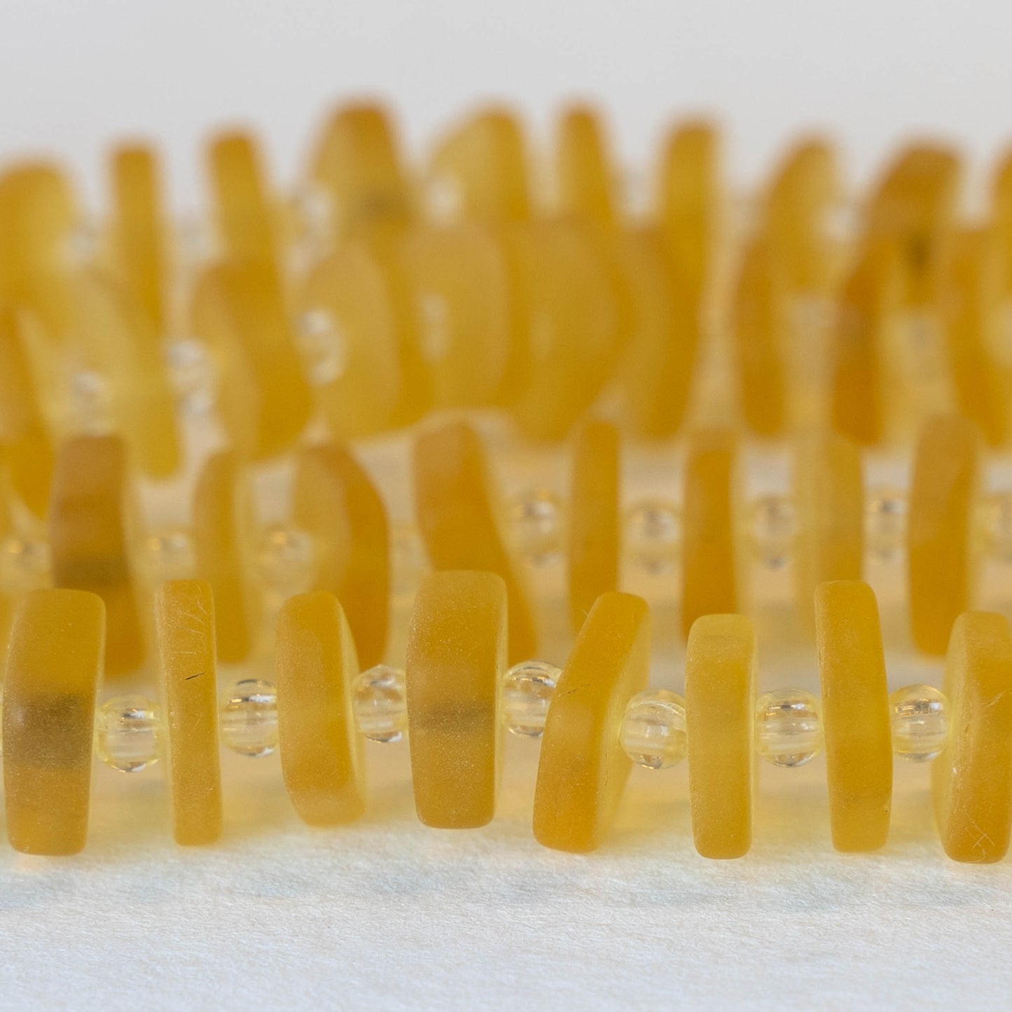 9mm Square Heishi Beads - Yellow - 25 Beads