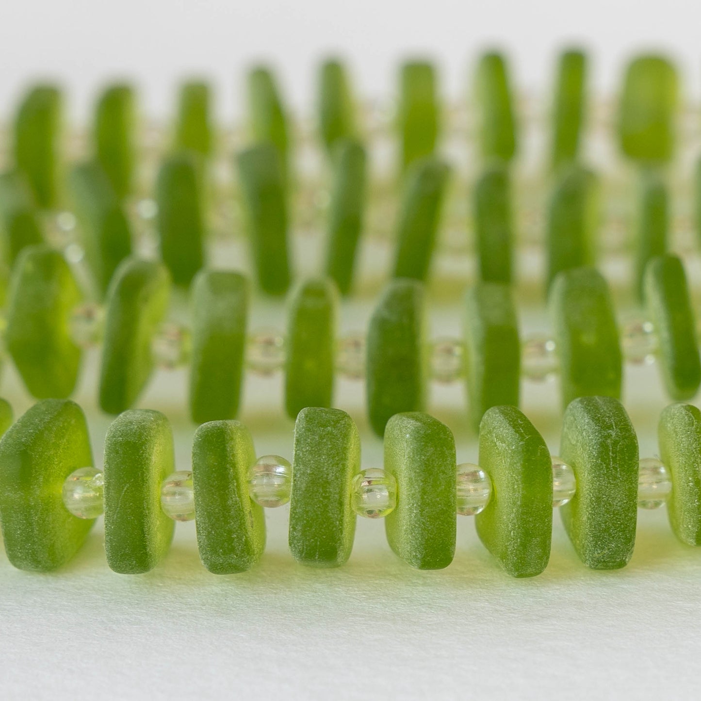 9mm Square Heishi Beads - Lime Green - 25 Beads