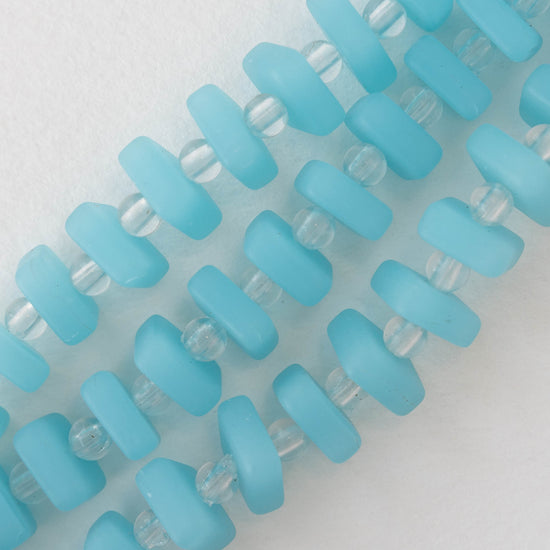 9mm Square Heishi Beads - Opaque Baby Blue - 25 Beads