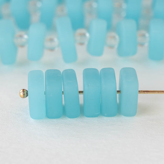 9mm Square Heishi Beads - Opaque Baby Blue - 25 Beads