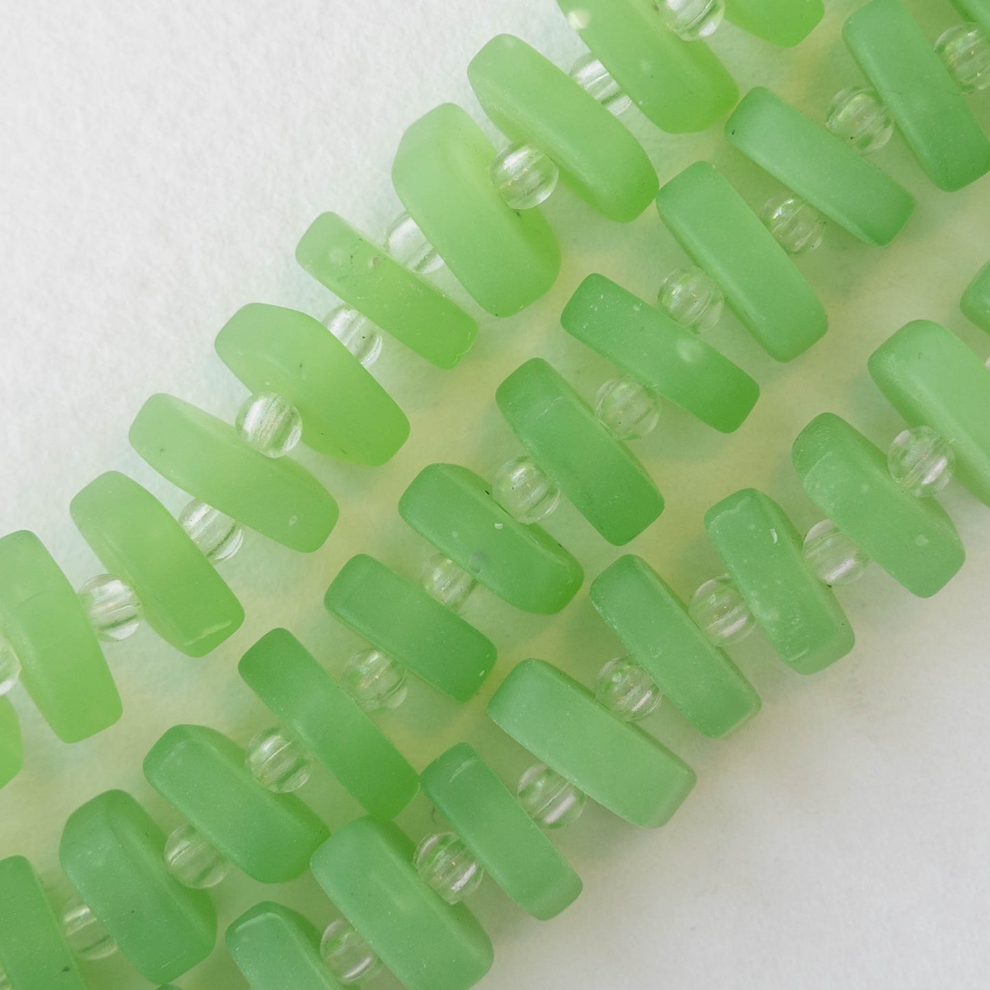 9mm Square Heishi Beads - Peridot Green - 25 Beads