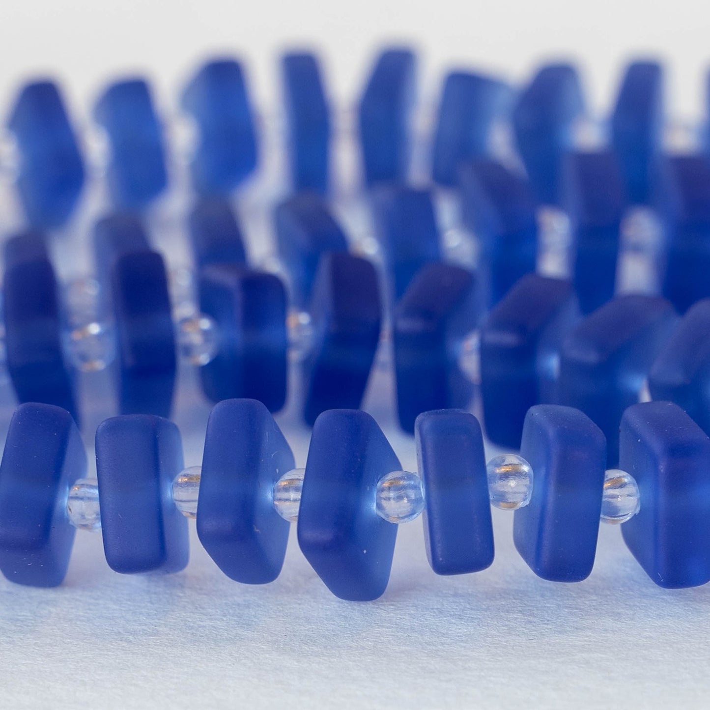 9mm Square Heishi Beads - Sapphire Blue - 25 Beads
