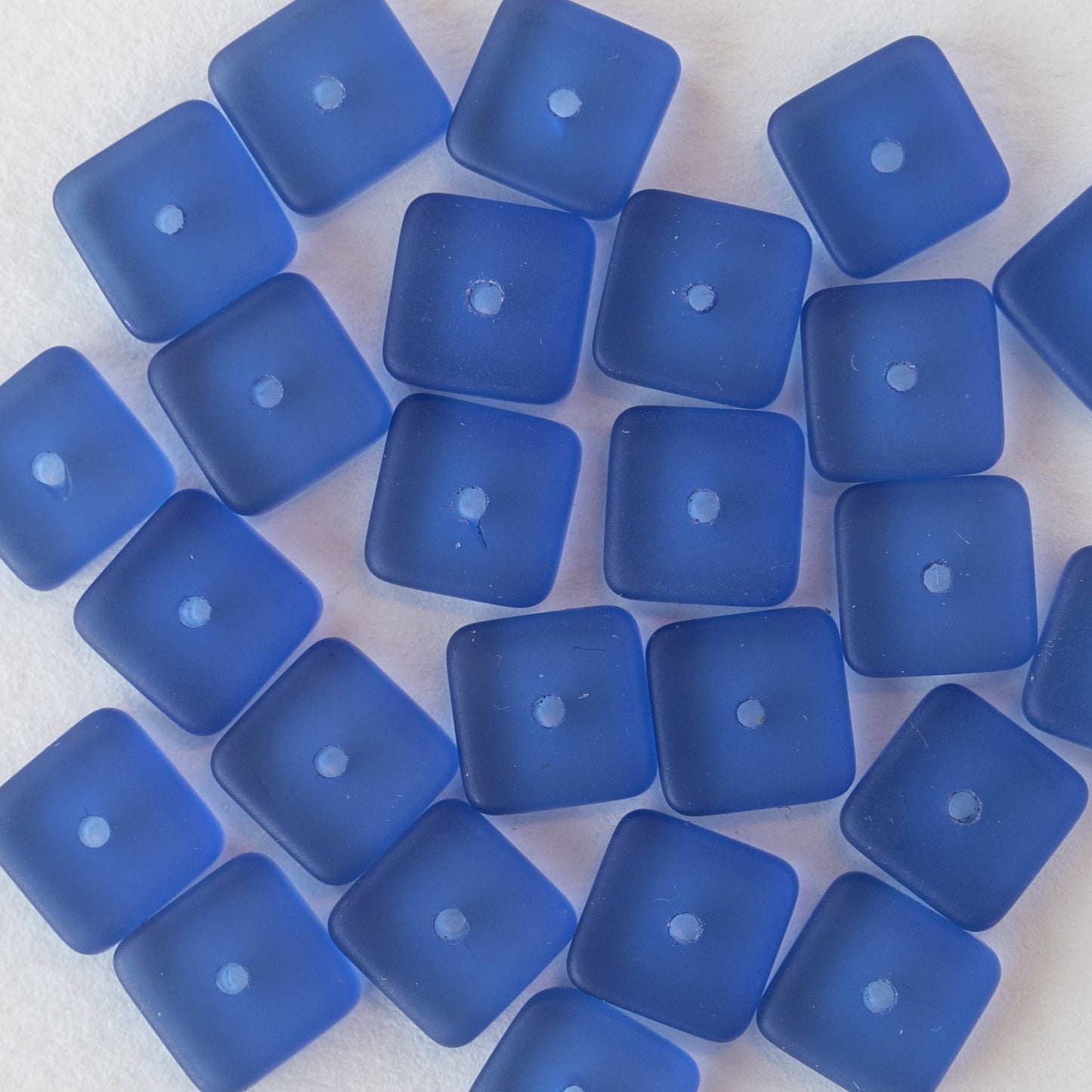 9mm Square Heishi Beads - Sapphire Blue - 25 Beads