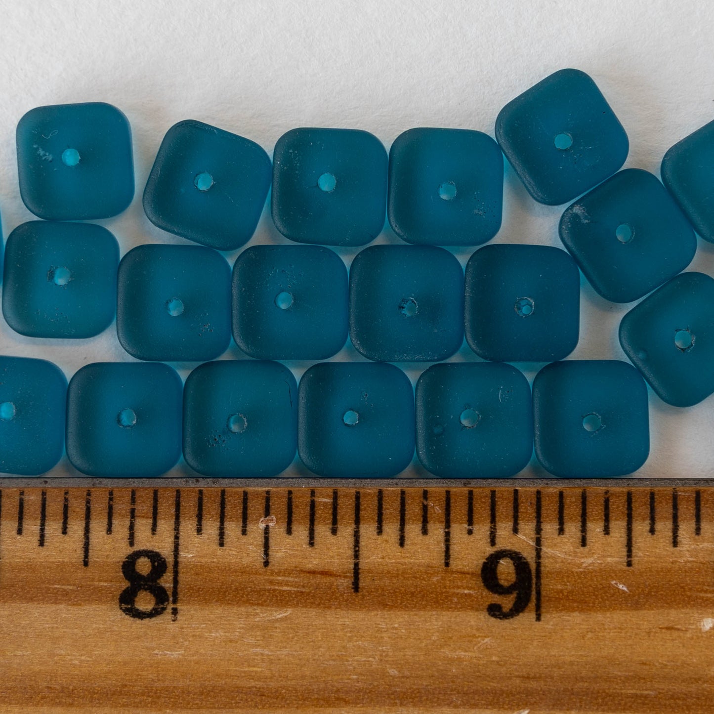 9mm Square Heishi Beads - Teal - 25 Beads
