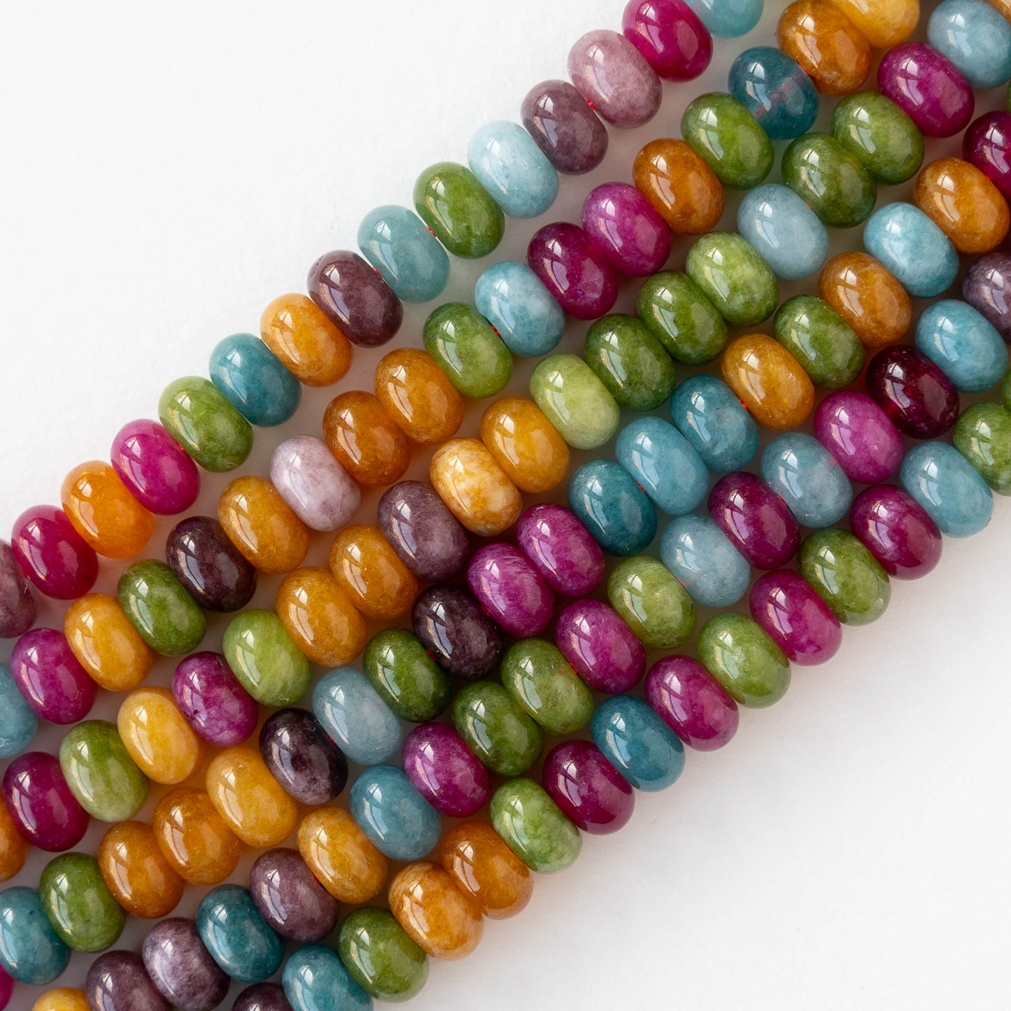 8.5mm Dyed Agate Rondelles - Dark Rainbow Mix - 15 inch strand ~72 beads