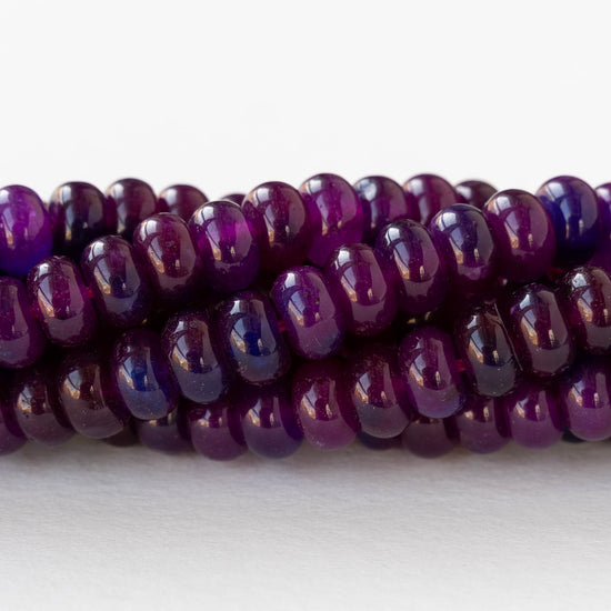 8.5mm Dyed Agate Rondelles - Eggplant Purple - Whole or Half Strand