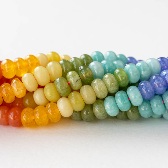 8.5mm Dyed Agate Rondelles - Rainbow Mix - 16 inch strand ~78 beads