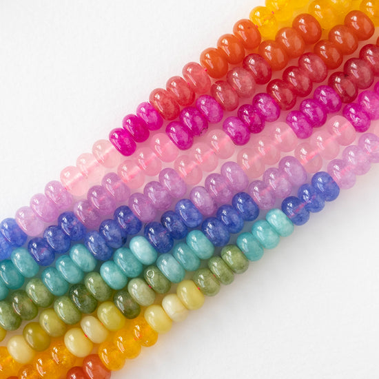 8.5mm Dyed Agate Rondelles - Rainbow Mix - 16 inch strand ~78 beads