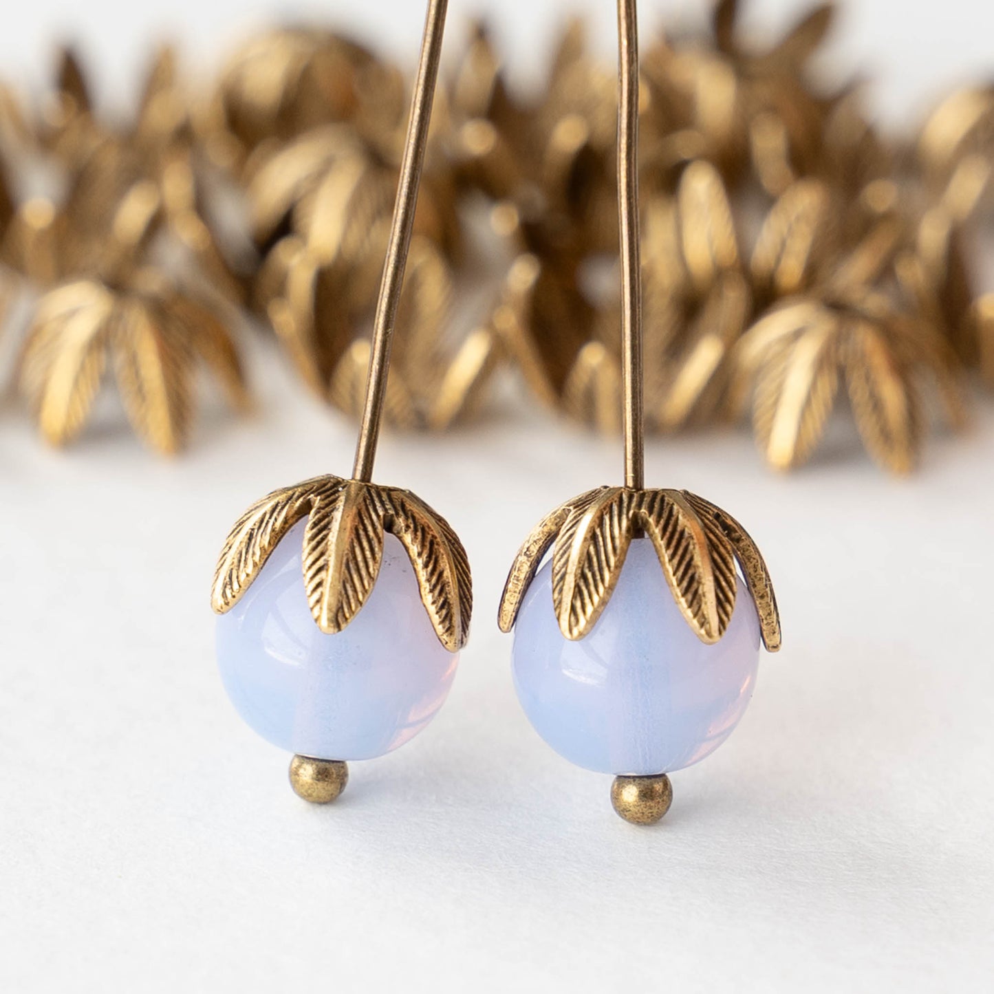 8mm Daisy Flower Bead Caps - Antique Gold - 2, 6, or 12 bead caps