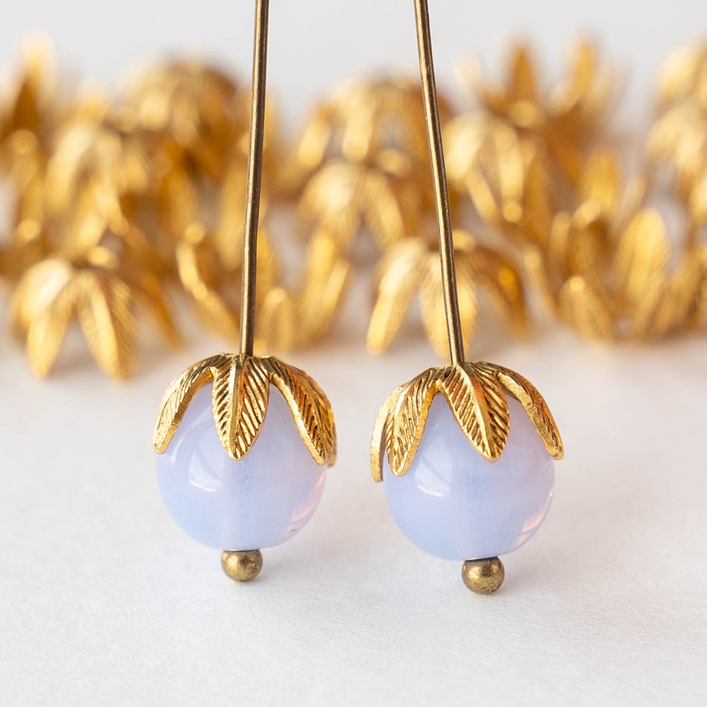 8mm Daisy Flower Bead Caps - Gold - 2, 6, or 12 bead caps