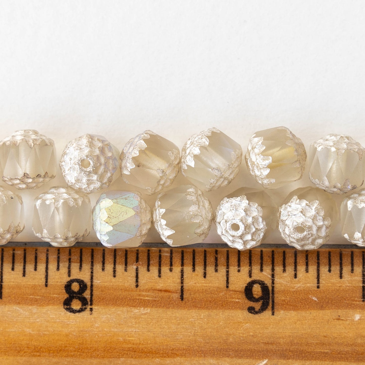 8mm Glass Cathedral Tube - Matte Champagne AB - 6 or 18 Beads