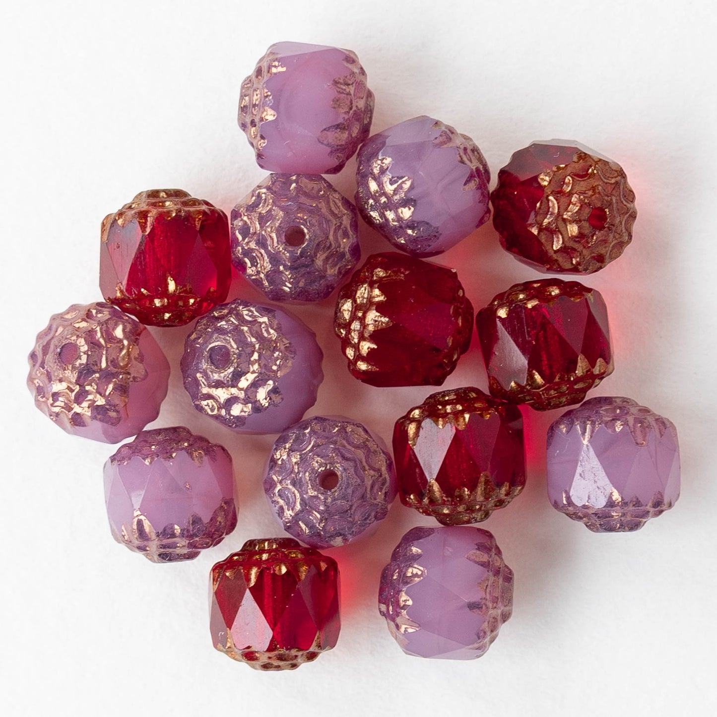 8mm Cathedral Tube - Rosaline Red Bronze - 15 Beads