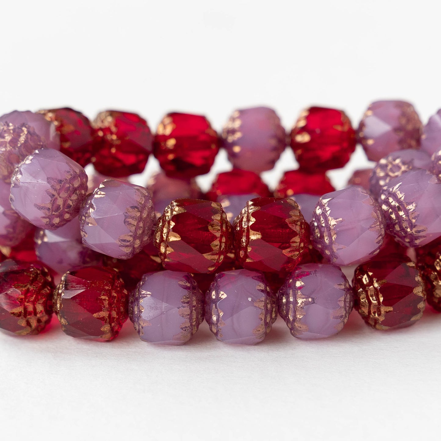 8mm Cathedral Tube - Rosaline Red Bronze - 15 Beads