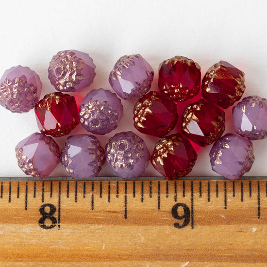 8mm Cathedral Tube - Rosaline Red Bronze - 15 Beads