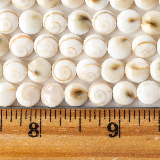Shiva Shell Beads - 8mm Coin - 10 or 30 beads